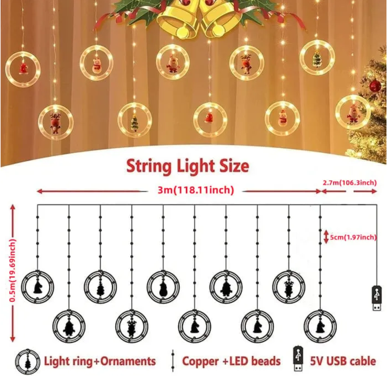 JoyfulLights® Holiday Curtain LED Lights